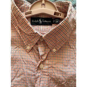 Ralph Lauren Men’s Cotton Long Sleeve Button Down Plaid Check Shirt Size 17.5-44